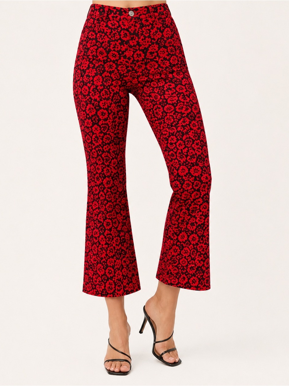 Maeve Anthropologie The Margot Floral Jacquard Kick Flare Cropped Pants S